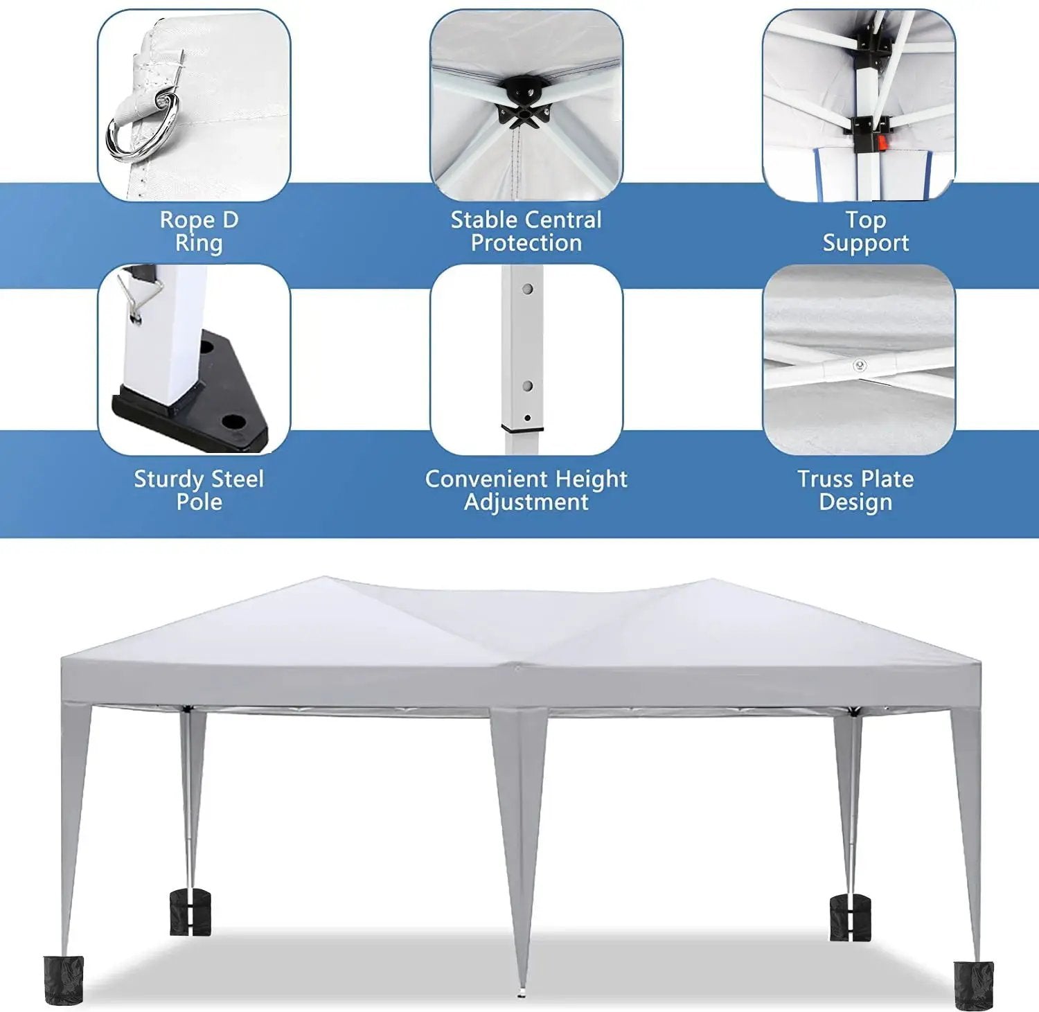 10'x20' EZ Pop Up Canopy Outdoor Portable Party Folding Tent with 6 Removable Sidewalls by HouseOfZazla