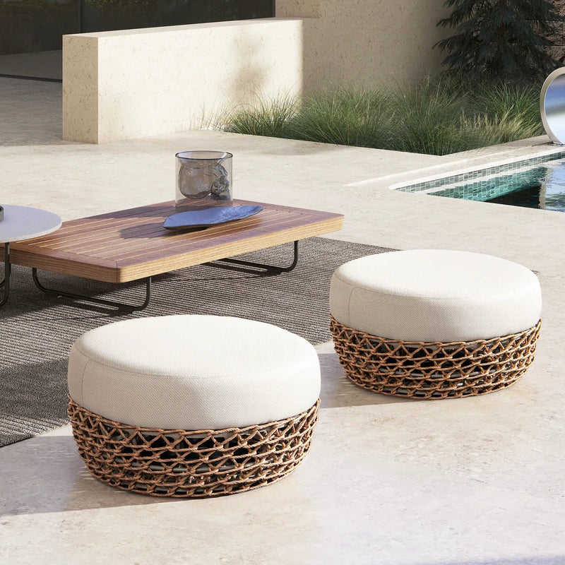 Willow - Round Upholstered Patio Ottoman by Unique Piece Furniture