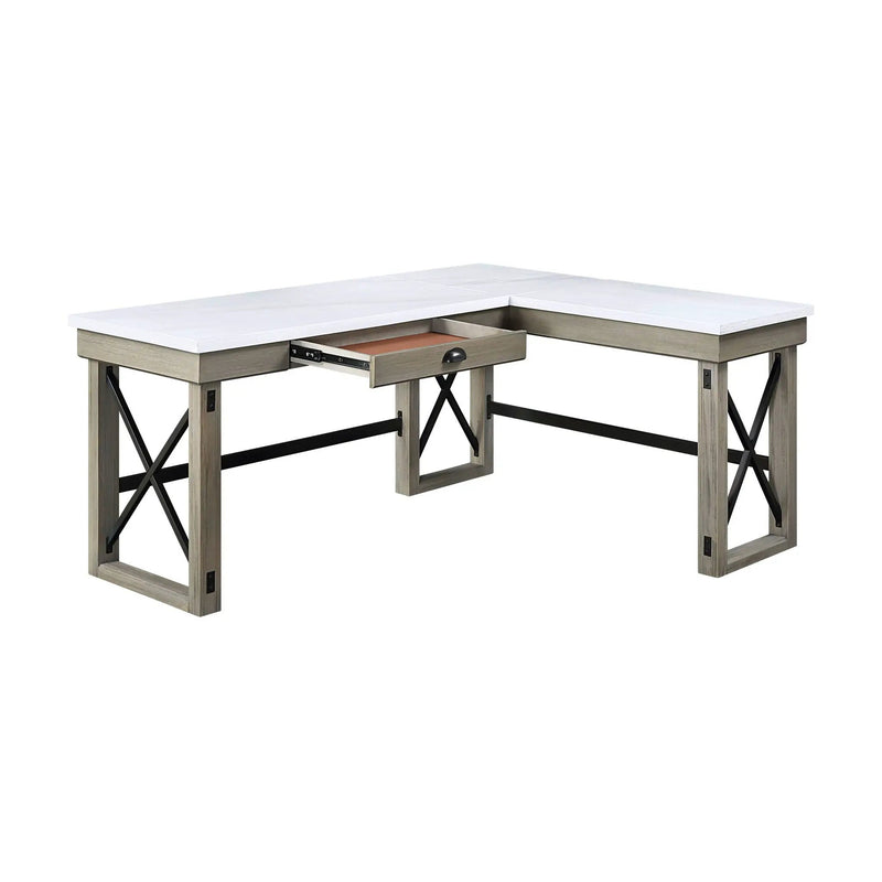 Talmar - Marble Top & Rustic Writing Desk With Lift Top - Oak by HouseOfZazla