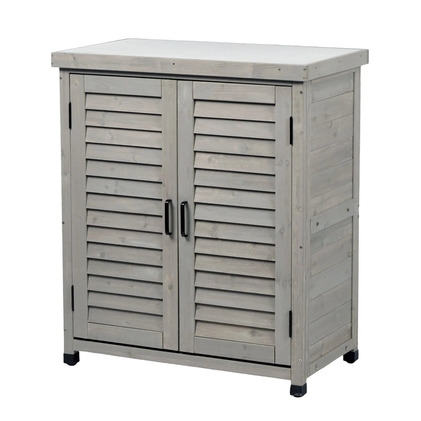 Potting Bench With Storage Cabinet And Metal Table Top For Outdoor by HouseOfZazla