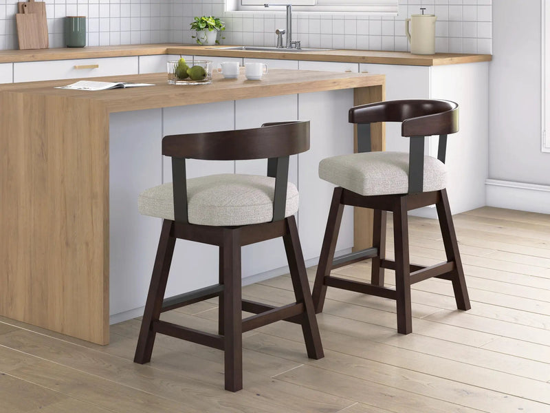 Haddigan - Upholstered Swivel Barstool (Set of 2) - Dark Brown by Unique Piece Furniture