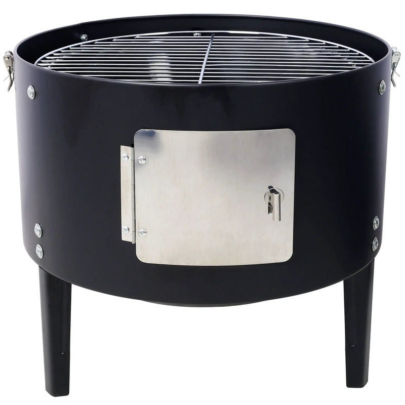 Heavy Duty Round Bbq Grill 17" Steel Charcoal Smoker For Outdoor Cooking - Black by HouseOfZazla