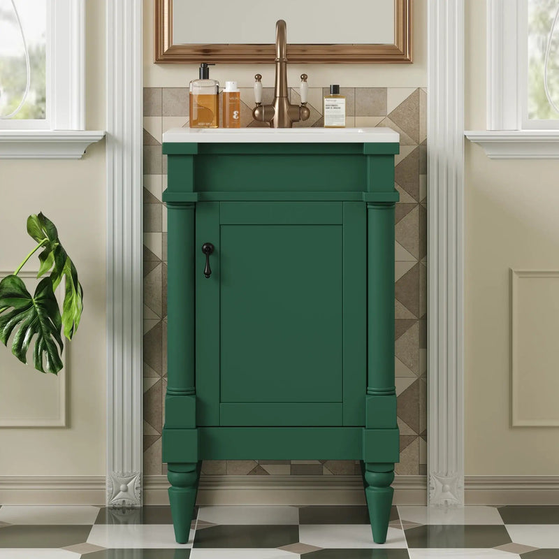 Bathroom Vanity With Sink, Storage Cabinet With Door, Drop In Sink, Compact Freestanding Design by Unique Piece Furniture
