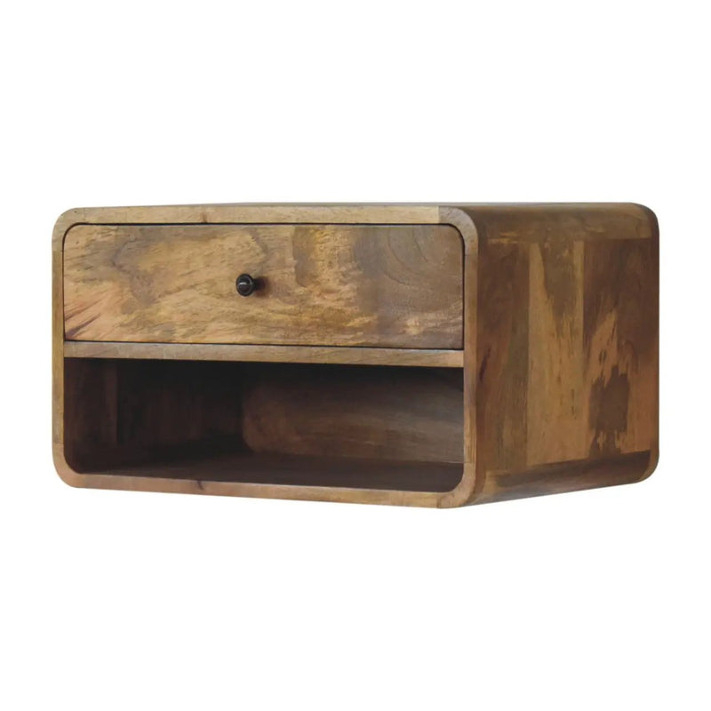 Solid Wood Large Floating Curve Open Slot Bedside by HouseOfZazla