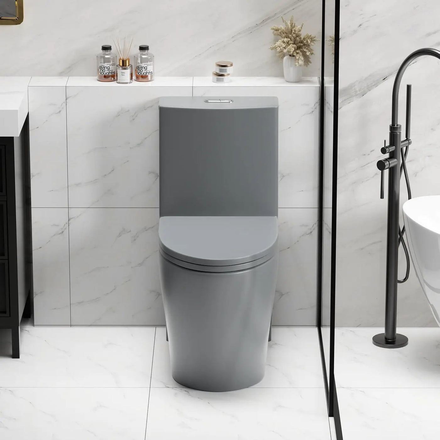 1 Piece Toilet With Tornado Flush, Dual Flush, And ADA Height Comfort Chair by HouseOfZazla