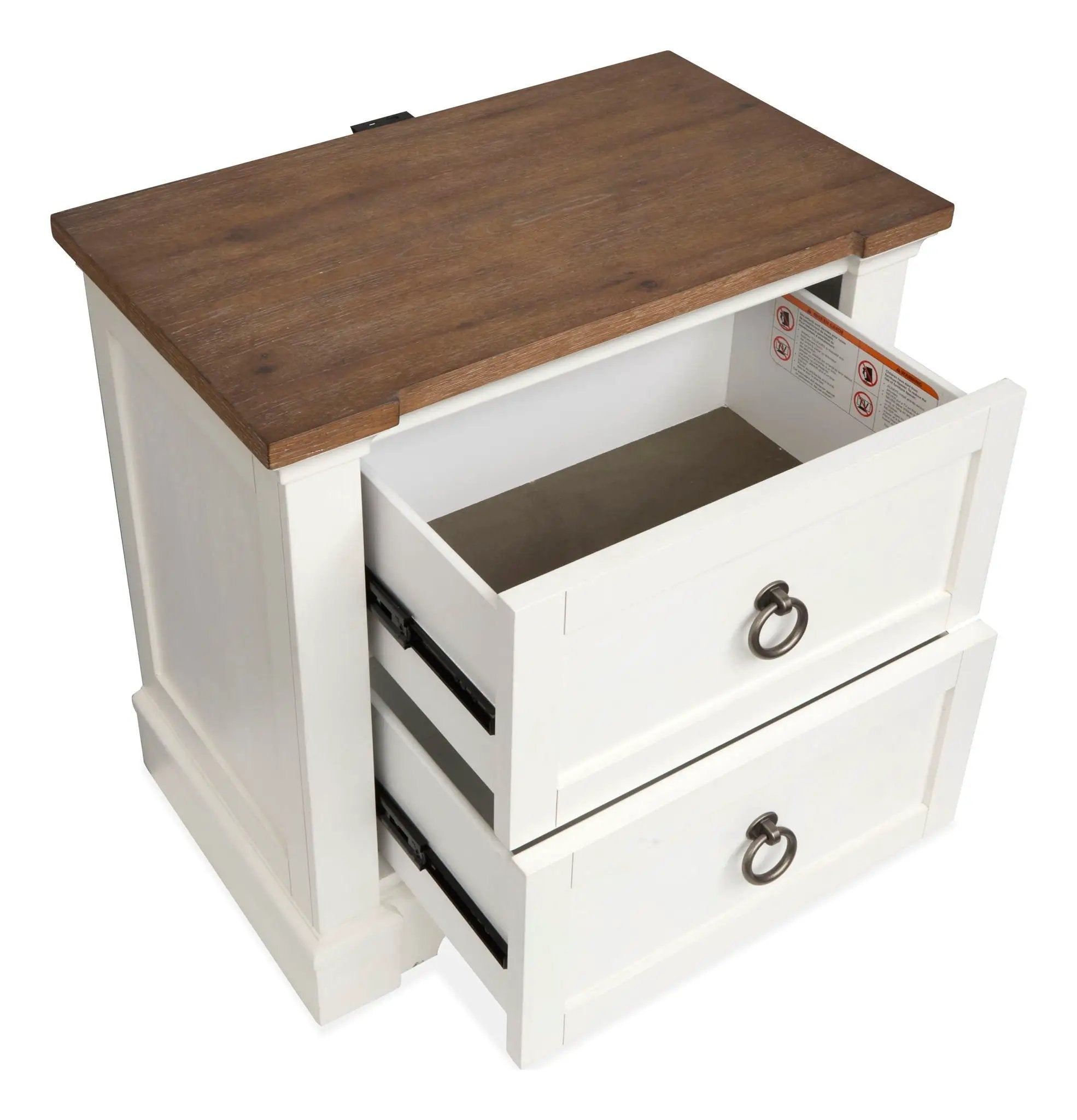 Kingston - Drawer Nightstand - Whisper White And Cerused Nutmeg by Unique Piece Furniture
