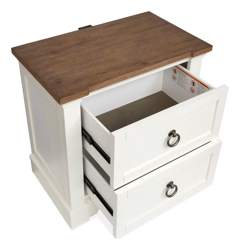 Kingston - Drawer Nightstand - Whisper White And Cerused Nutmeg by Unique Piece Furniture