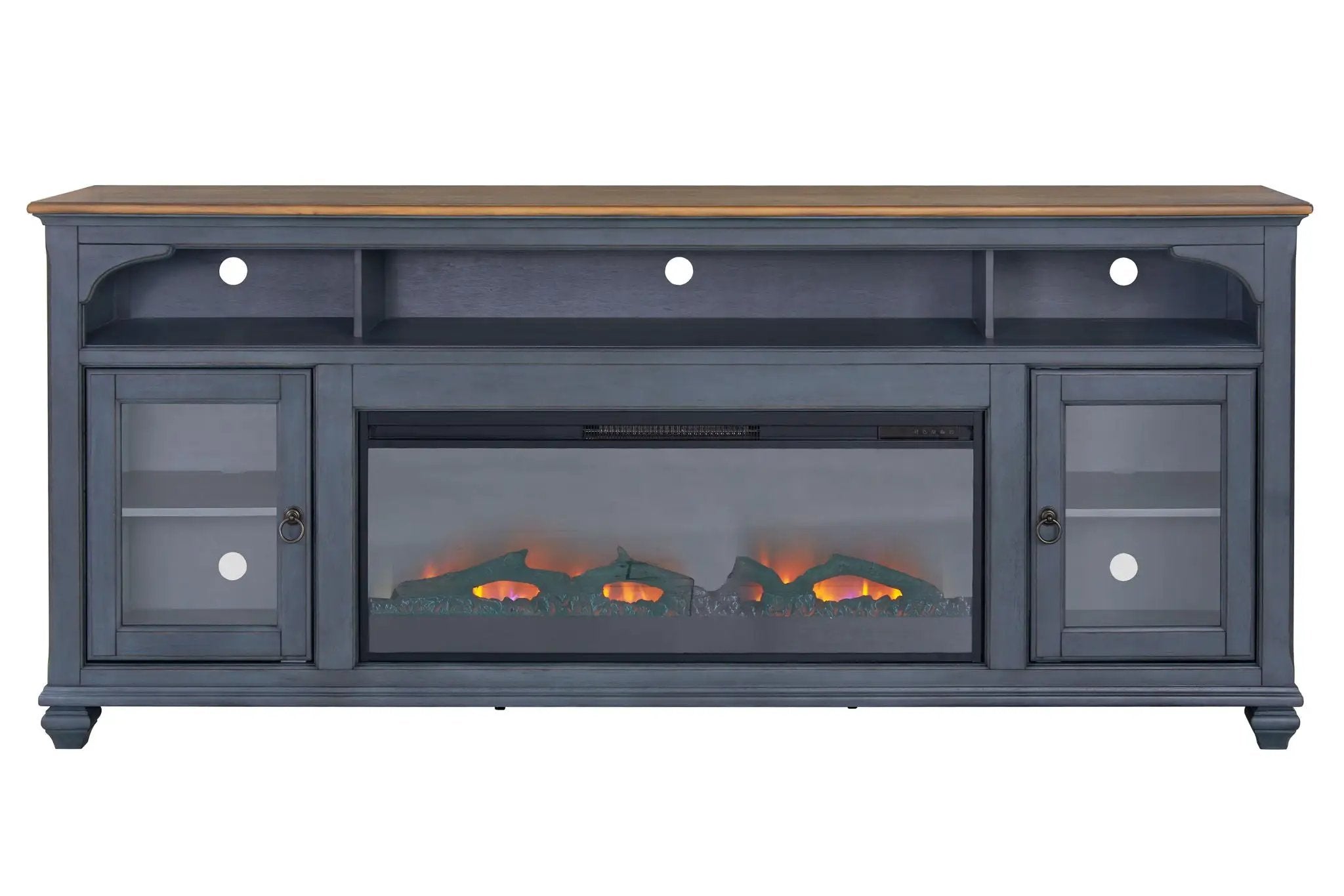 Fireplace TV Stand For TVs Up To 95" - Blue by HouseOfZazla