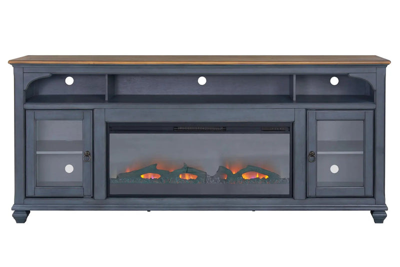 Fireplace TV Stand For TVs Up To 95" - Blue by HouseOfZazla