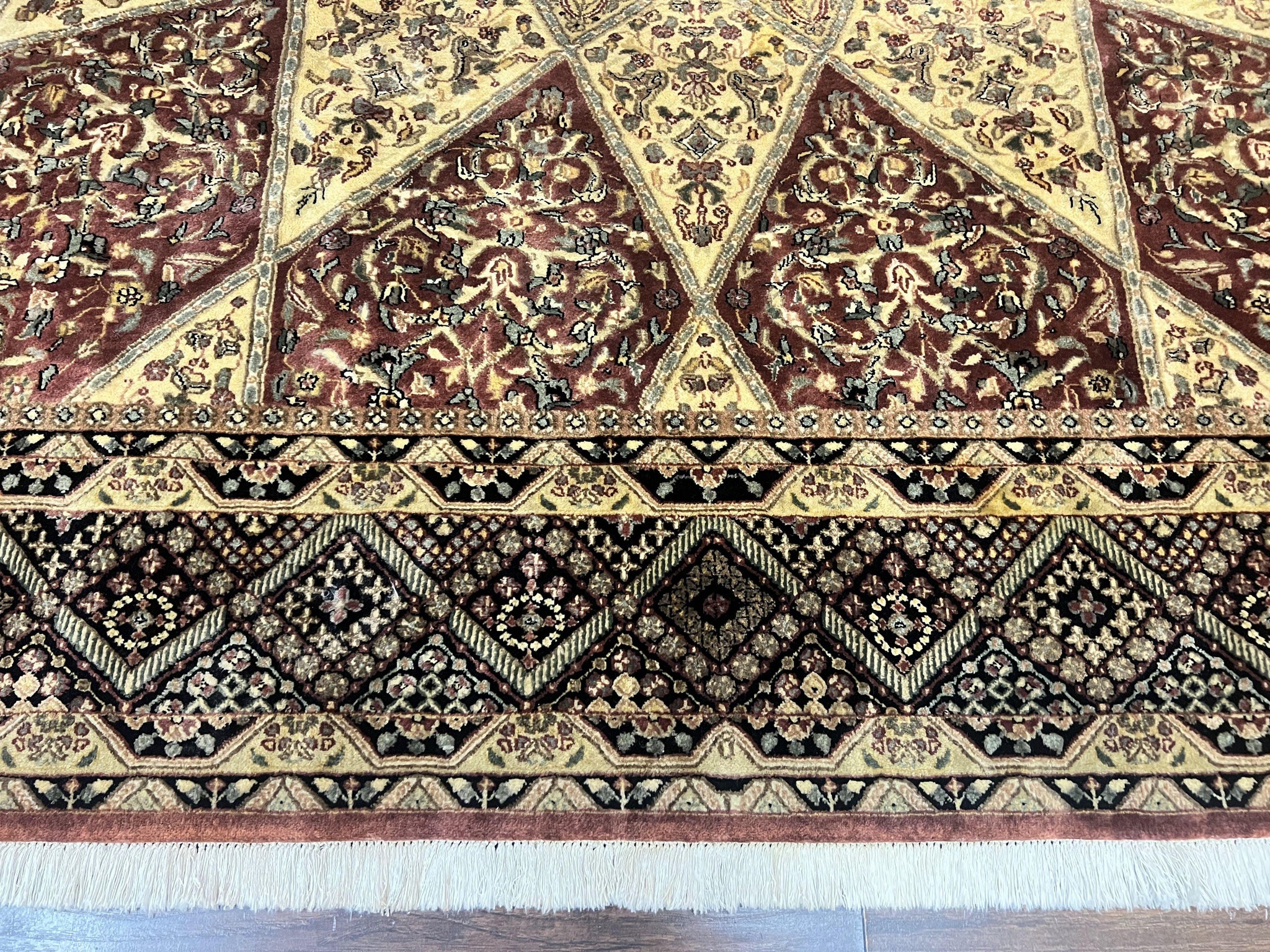 Indo Persian Rug 8x10, Dome Design, 210 KPSI, Handmade Vintage Wool Rug by Jewel Rugs