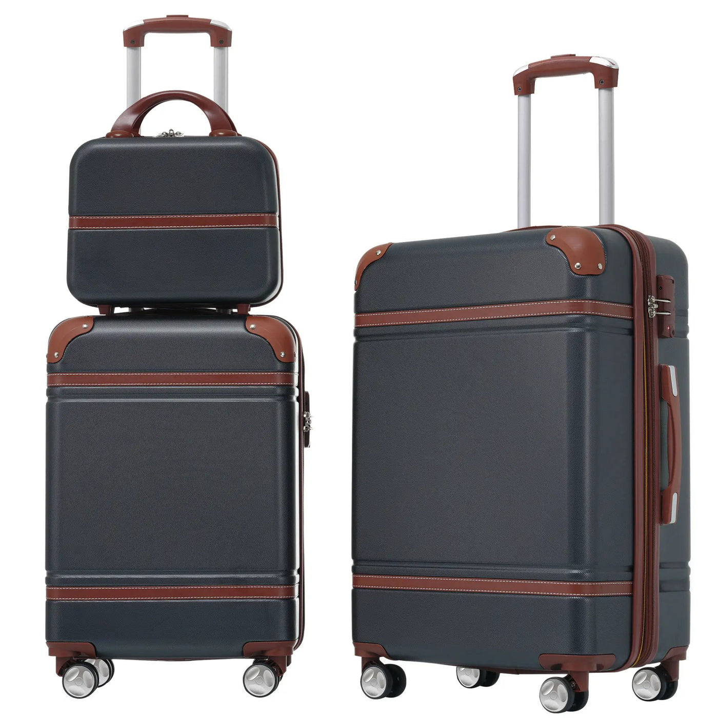 Hardshell Luggage Sets 3 Pieces 20" / 24" Luggages And Cosmetic Case Spinner Suitcase With Tsa Lock Lightweight by HouseOfZazla