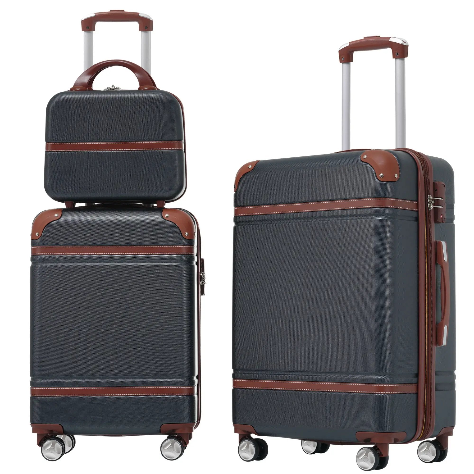 Hardshell Luggage Sets 3 Pieces 20" / 24" Luggages And Cosmetic Case Spinner Suitcase With Tsa Lock Lightweight by HouseOfZazla