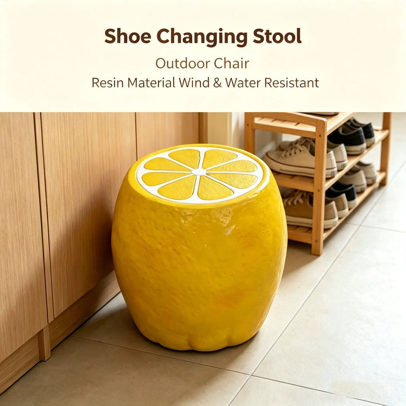 Yellow Lemon Fruit Stool by HouseOfZazla