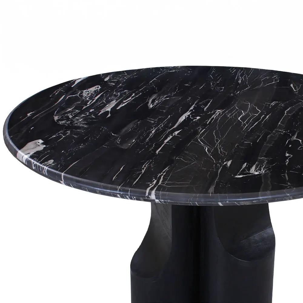Kinton - Round Dining Table With Natural Marble Top - Black by Unique Piece Furniture