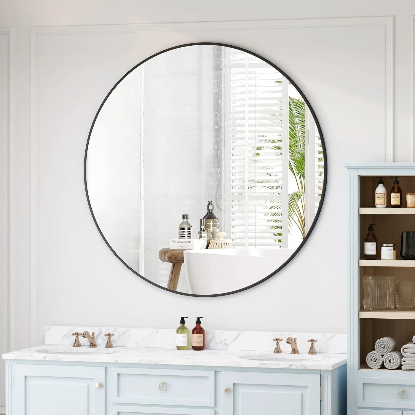 Wall Circular Mirror Metal Framed Mirror Round Vanity Mirror Dressing Mirror, For Bathroom, Living Room, Bedroom Wall Decor by HouseOfZazla