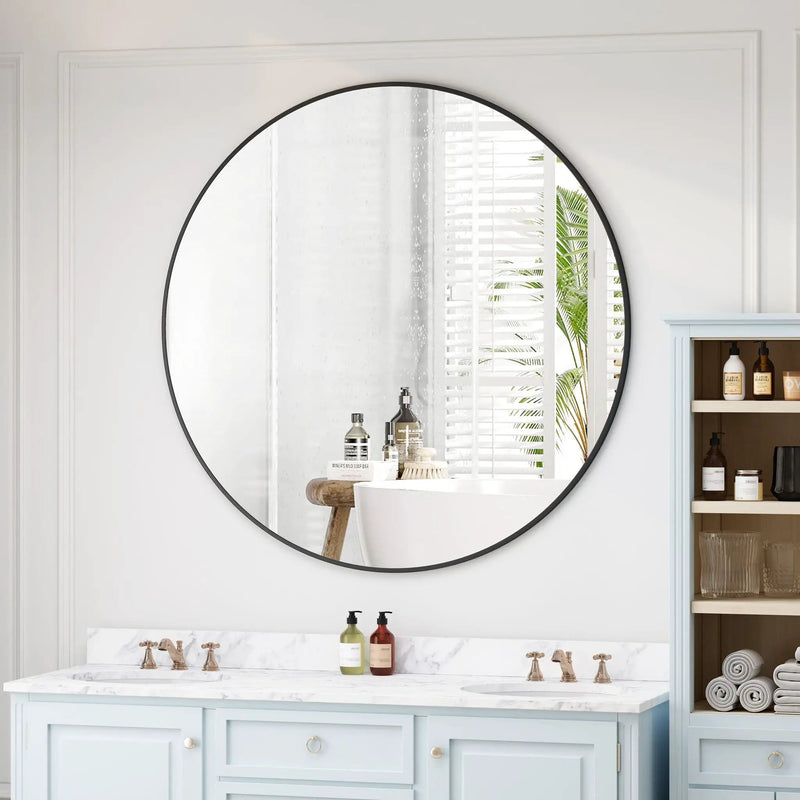 Wall Circular Mirror Metal Framed Mirror Round Vanity Mirror Dressing Mirror, For Bathroom, Living Room, Bedroom Wall Decor by HouseOfZazla