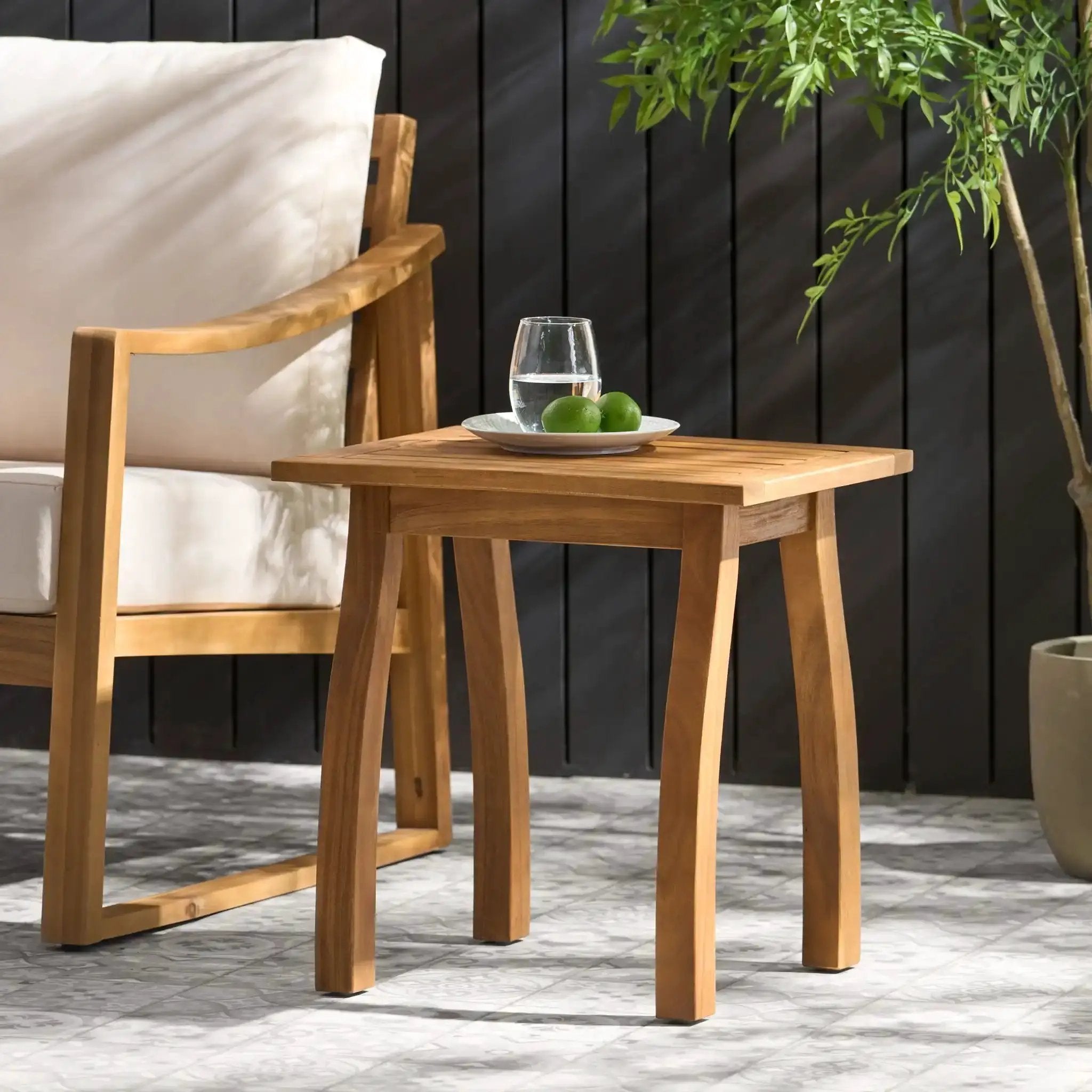 Kinesis Outdoor Side Table With Slatted Top and Wood Frame by HouseOfZazla