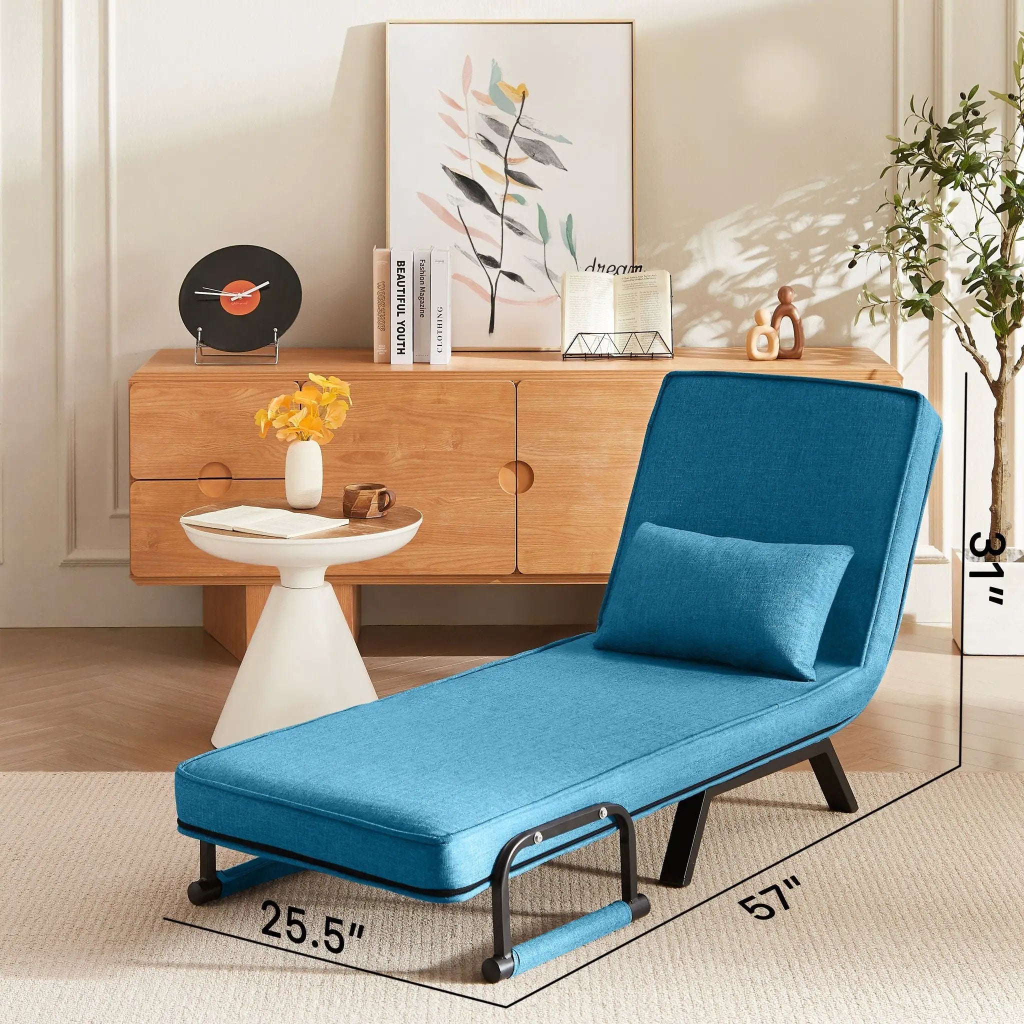 Convertible 5 In 1 Folding Chair Bed With Adjustable Backrest & Pillow by HouseOfZazla