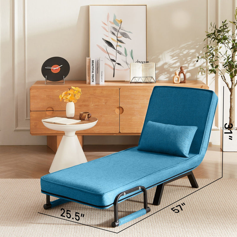 Convertible 5 In 1 Folding Chair Bed With Adjustable Backrest & Pillow by HouseOfZazla