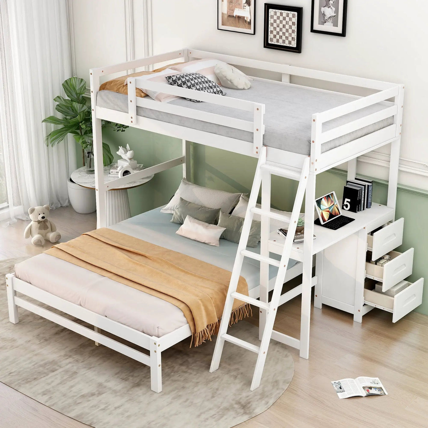 Bunk Bed With Built In Desk And 3 Drawers by HouseOfZazla
