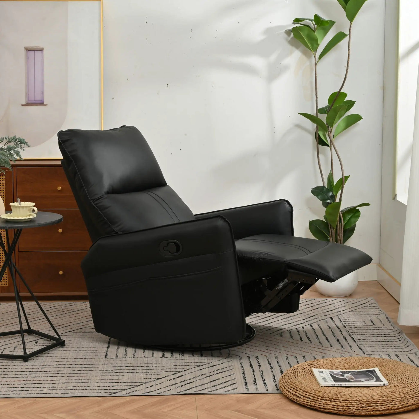 360° Modern Small Rocking Swivel Recliner Chair With Side Pocket by HouseOfZazla