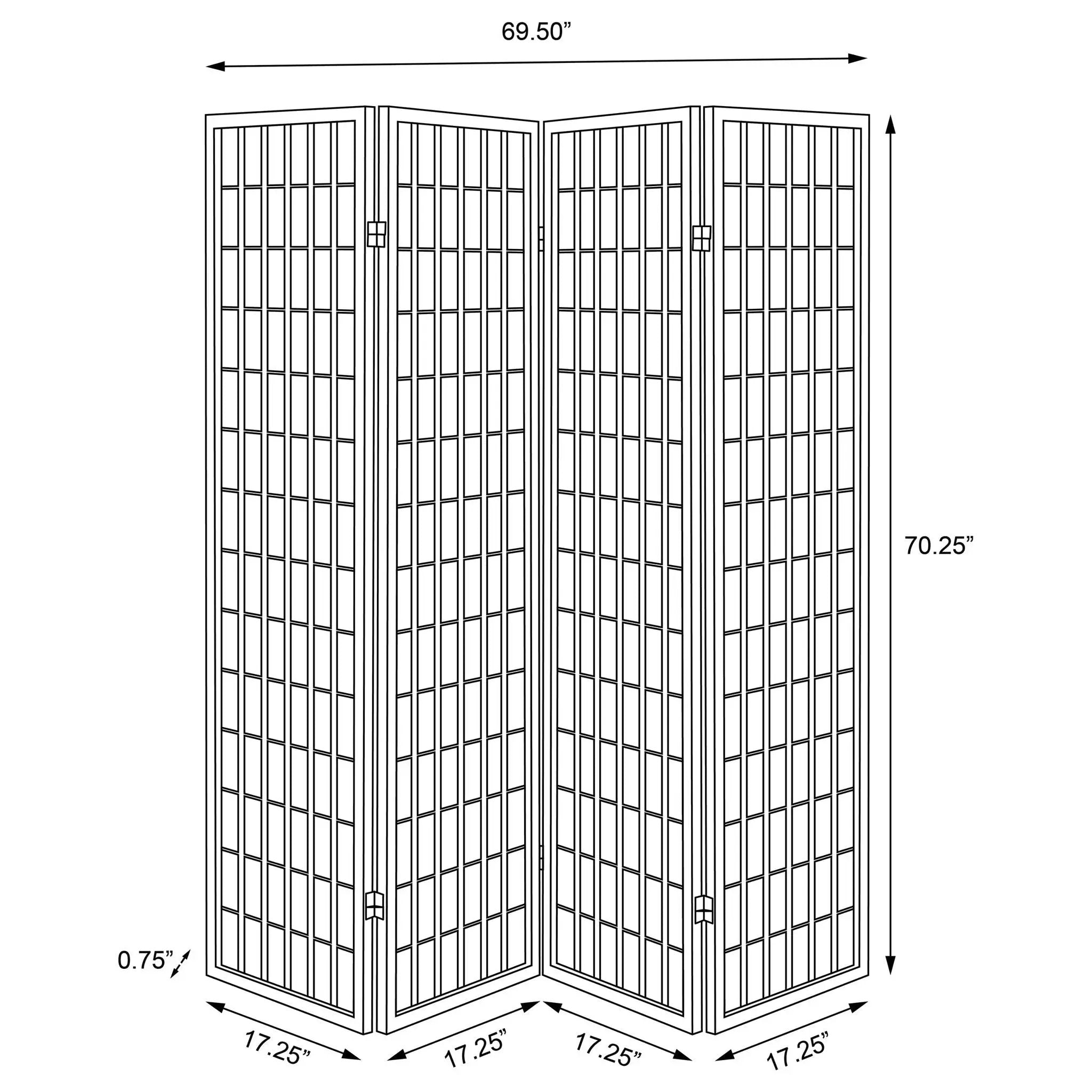 Roberto 4-Panel Room Divider Folding Shoji Screen Black by Unique Piece Furniture