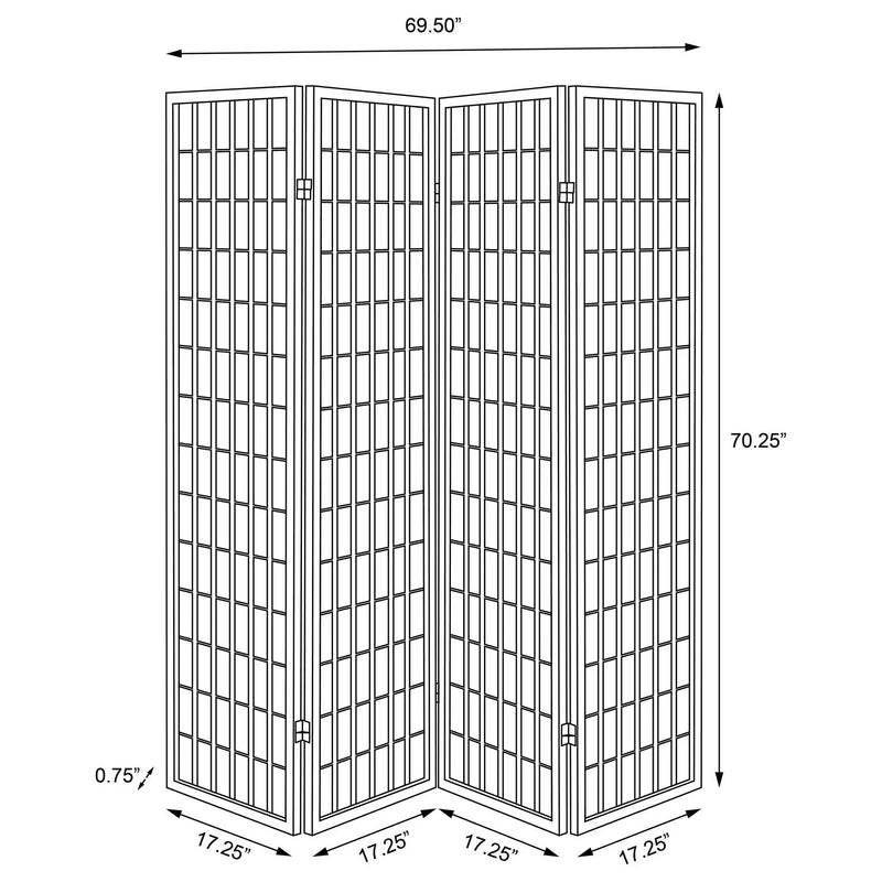 Roberto 4-Panel Room Divider Folding Shoji Screen Black by Unique Piece Furniture