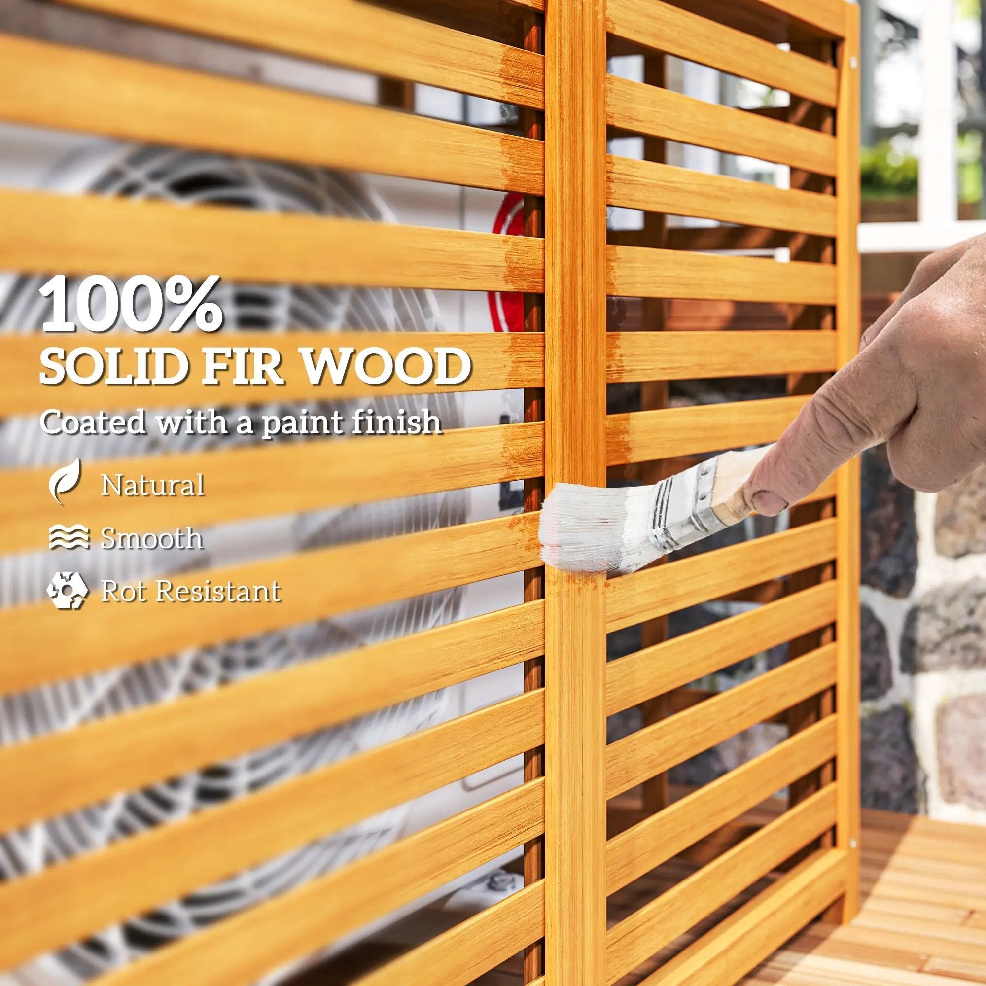 Outsunny Wood Air Conditioner Fence, Outdoor Privacy Screen Potting Table with Shelves by HouseOfZazla