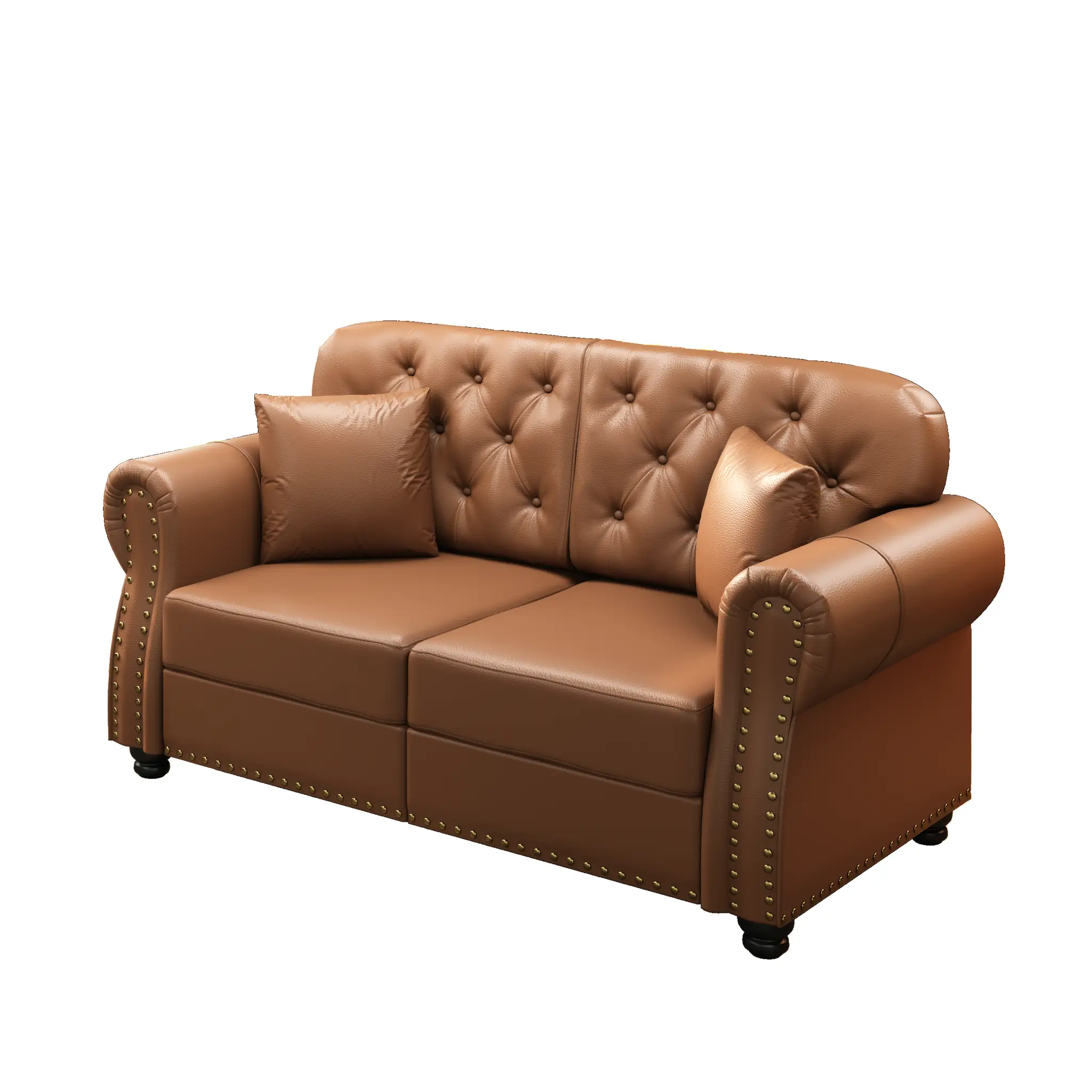 63" Upholstered Faux Leather Sofa with Nailhead Trim by HouseOfZazla