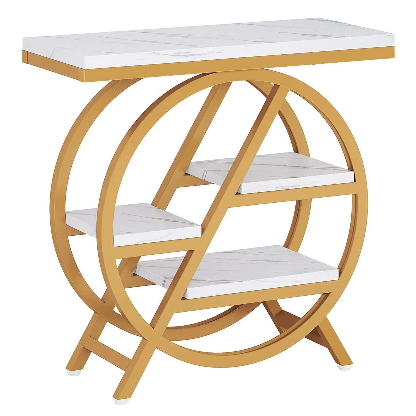 Modern Narrow End Table With 3 Tier Shelves by HouseOfZazla