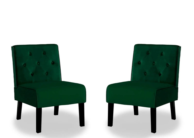 Reese - Living Room Armless Button Tufted Pattern Accent Chair (Set of 2) by HouseOfZazla