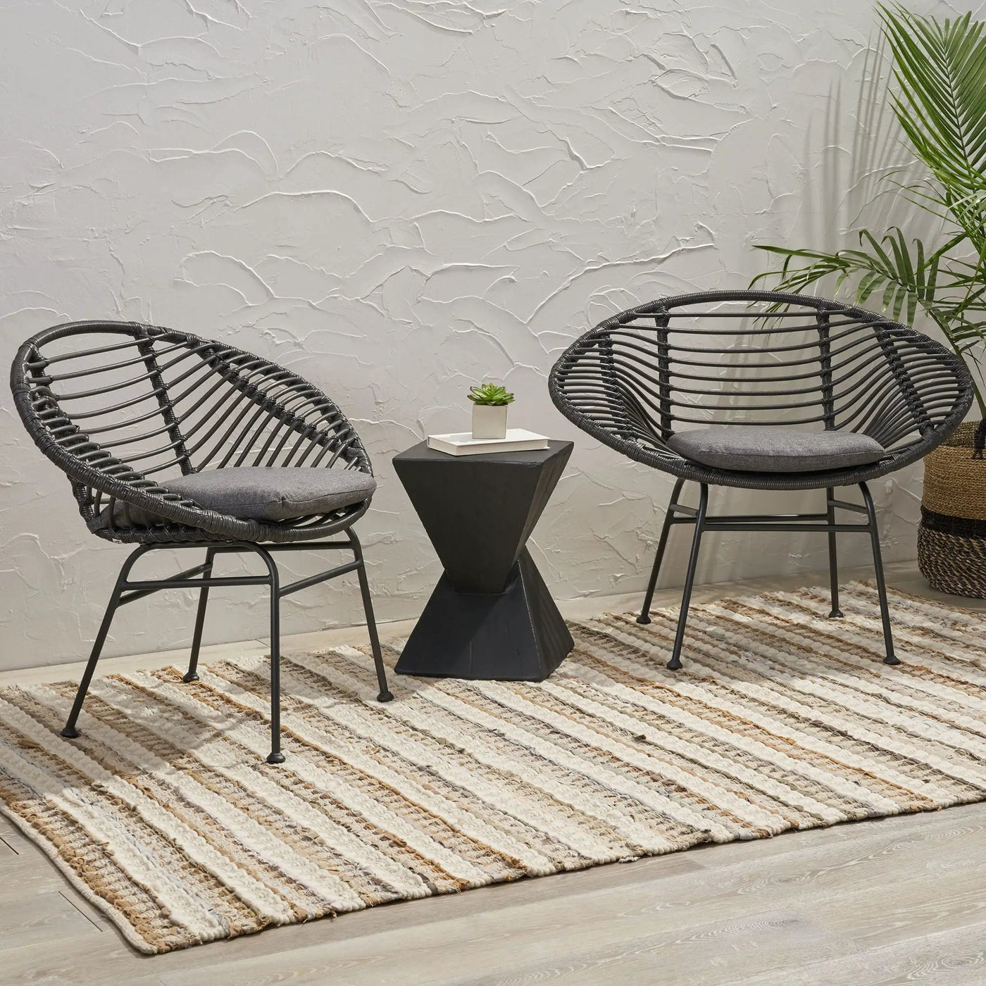 Cordella Outdoor Woven Wicker Chairs with Cushions, Set of 2 by HouseOfZazla