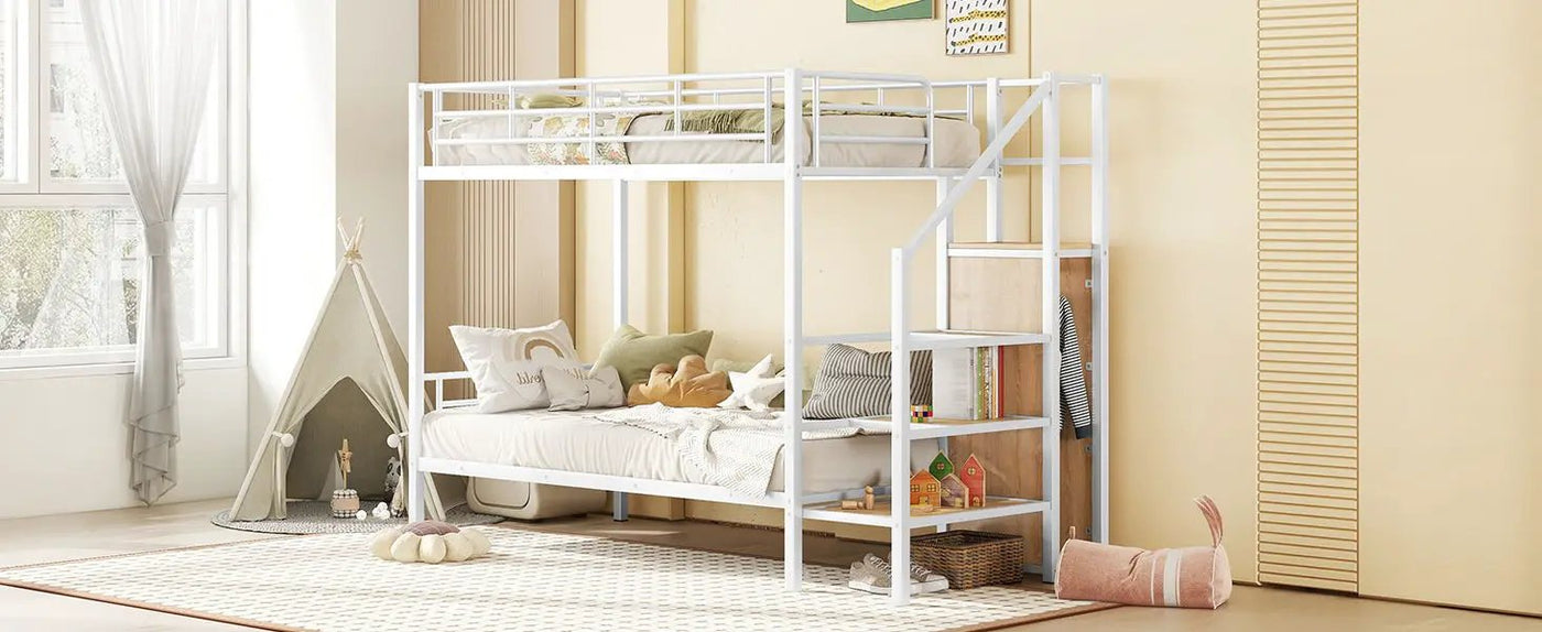 Bunk Bed With Lateral Storage Ladder And Wardrobe by HouseOfZazla