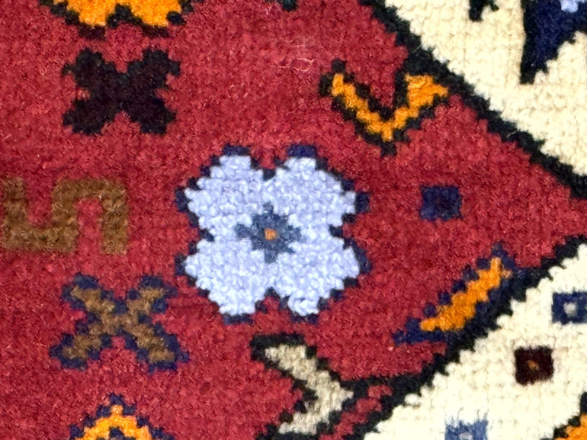Small Persian Tribal Rug, Red and Ivory, Baluch Rug by Jewel Rugs