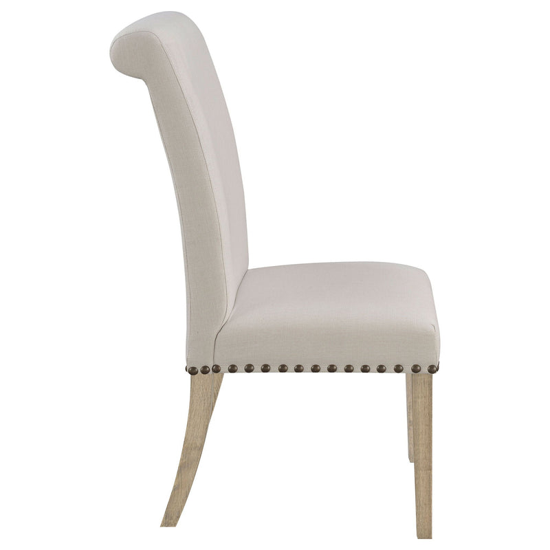 Upholstered Dining Chair With Rolled Edge Seat Back (Set of 2) - Beige by HouseOfZazla