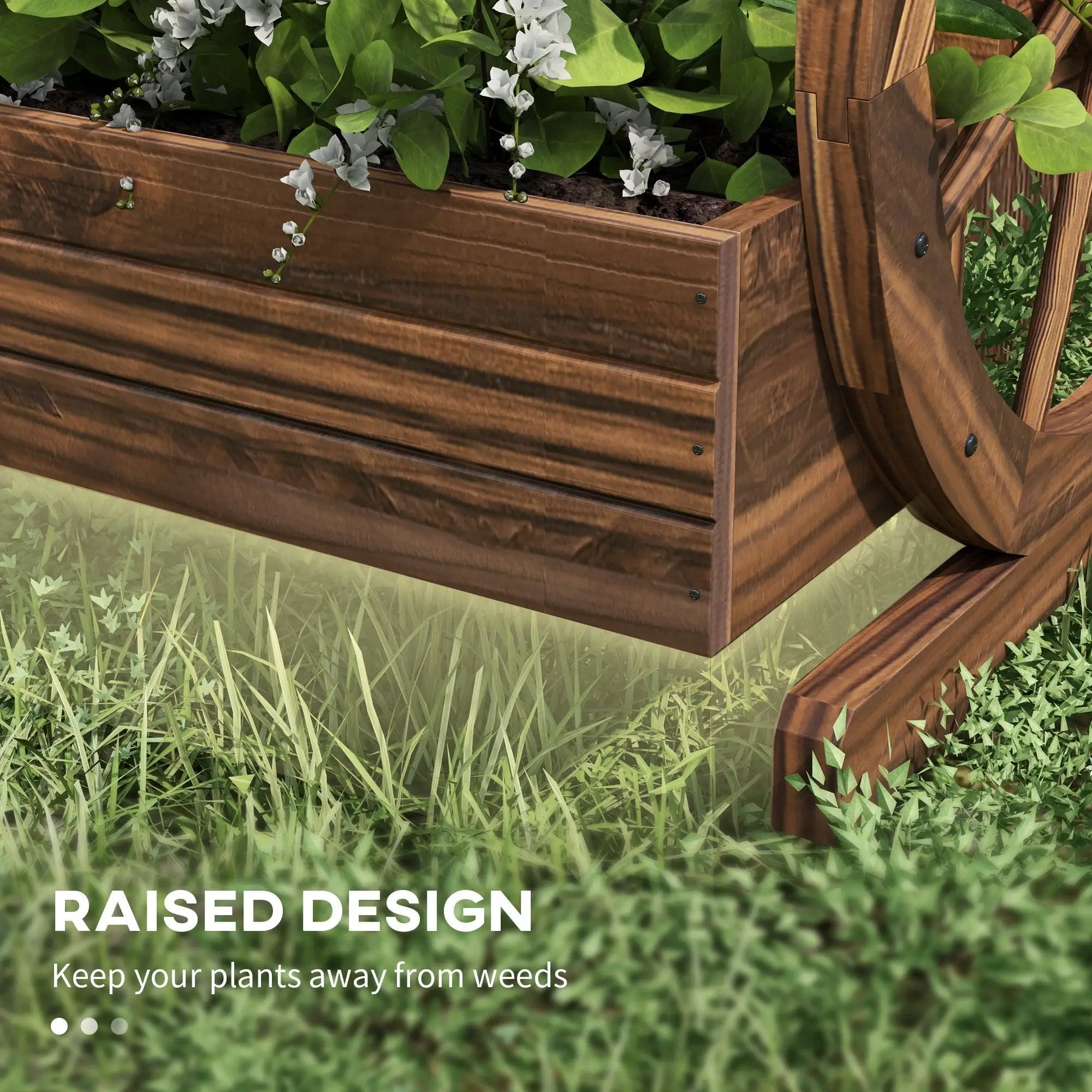 Outdoor Wooden Wagon Planter Box - 3-Tier Raised Garden Bed by HouseOfZazla