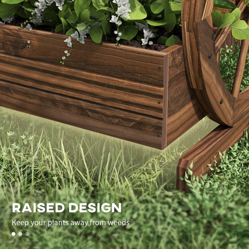 Outdoor Wooden Wagon Planter Box - 3-Tier Raised Garden Bed by HouseOfZazla