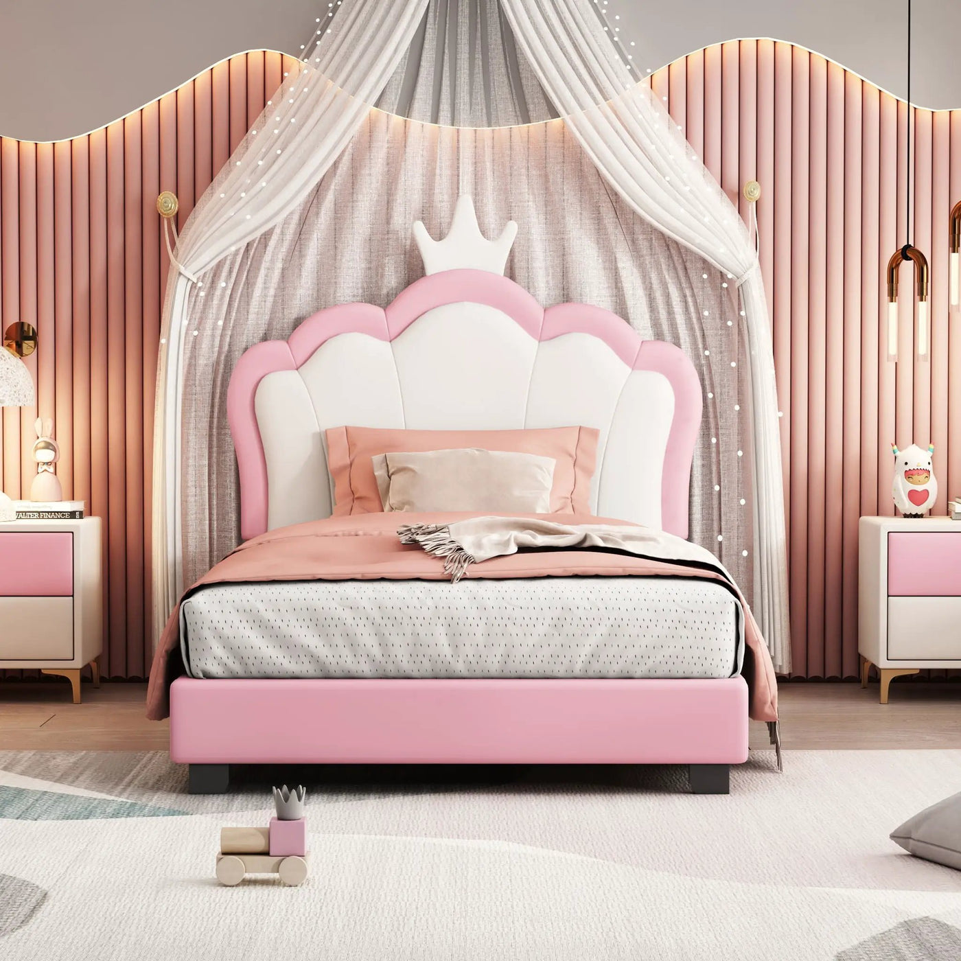 Upholstered Princess Platform Bed With Crown Headboard by HouseOfZazla