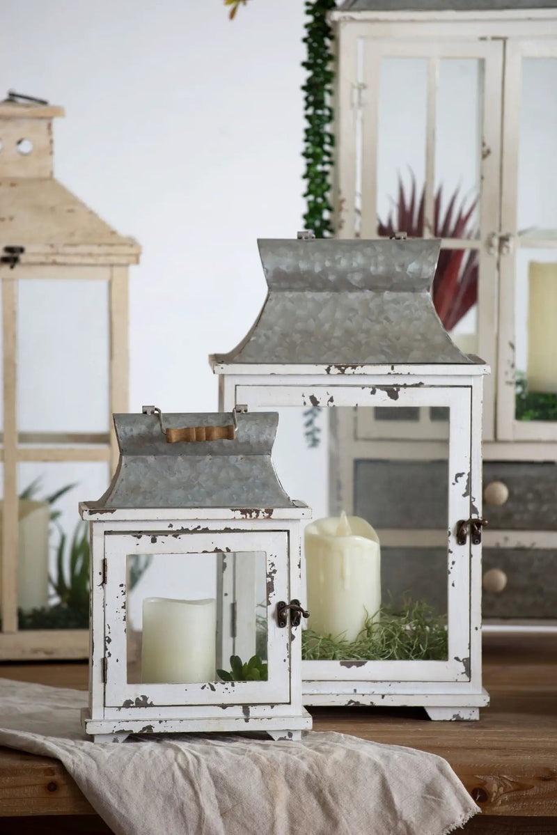 Wooden Candle Lantern Decorative Set of Two for Indoor and Outdoor Use by HouseOfZazla