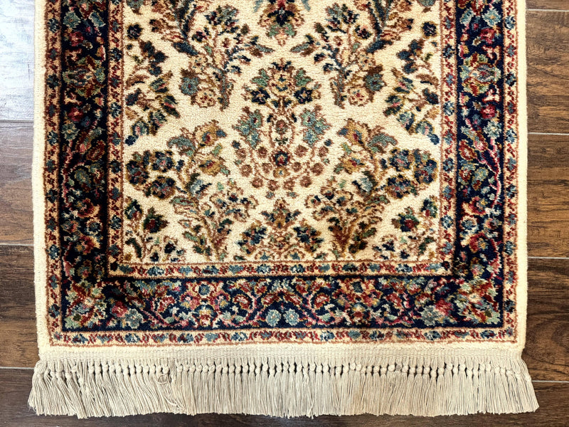Karastan Rug 2.6 x 4, Karastan Ivory Sarouk #760, Vintage Wool Pile Small Karastan Carpet, Original Collection 700 Series Discontinued by Jewel Rugs