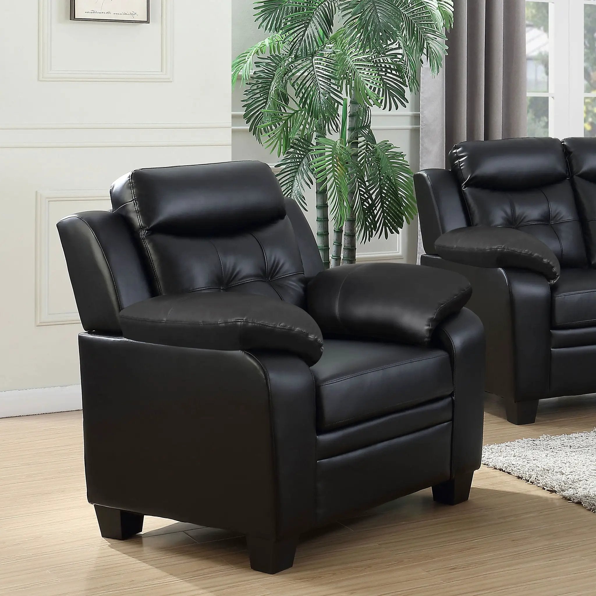 Finley Upholstered Padded Arm Tufted Accent Chair Black by Unique Piece Furniture