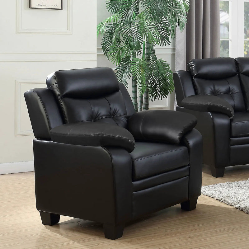 Finley Upholstered Padded Arm Tufted Accent Chair Black by Unique Piece Furniture