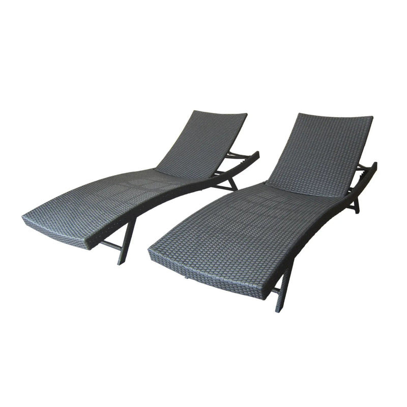 Wicker Chaise With Adjustable Reclining Seats (Set of 2) - Gray by HouseOfZazla