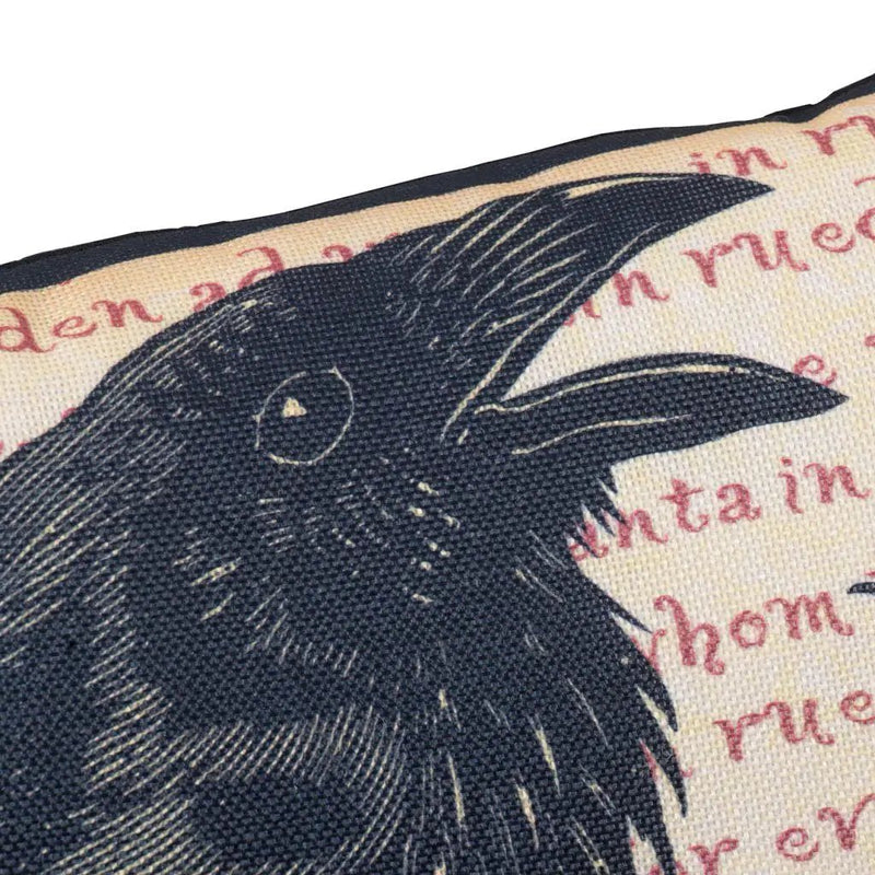 Crow Happy Halloween Pillow - Beige / Black by HouseOfZazla