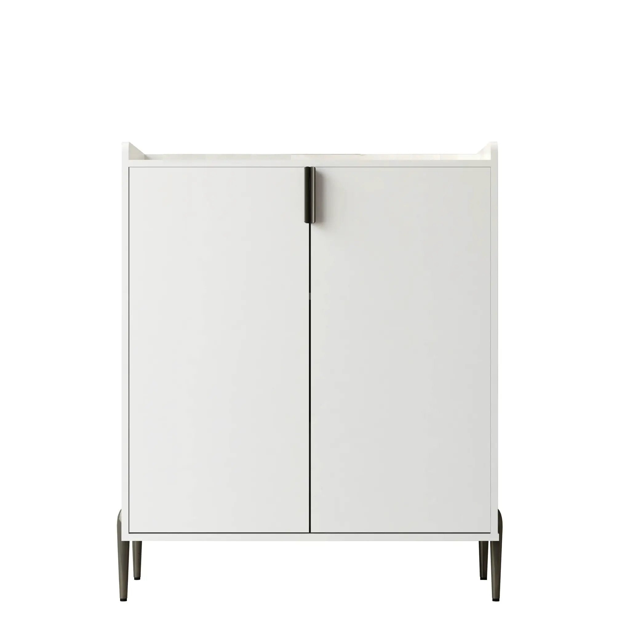 2 Door Wine Bar Cabinet With Adjustable Shelf, Soft-Closing Hinges, And High Feet - White by HouseOfZazla