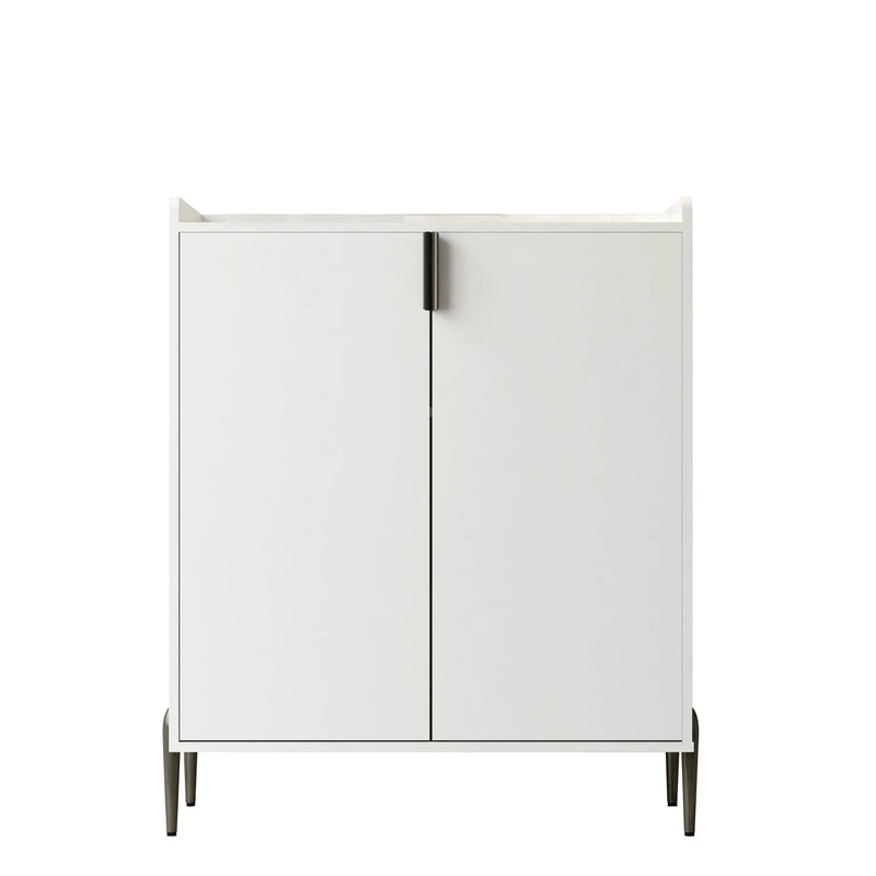 2 Door Wine Bar Cabinet With Adjustable Shelf, Soft-Closing Hinges, And High Feet - White by HouseOfZazla