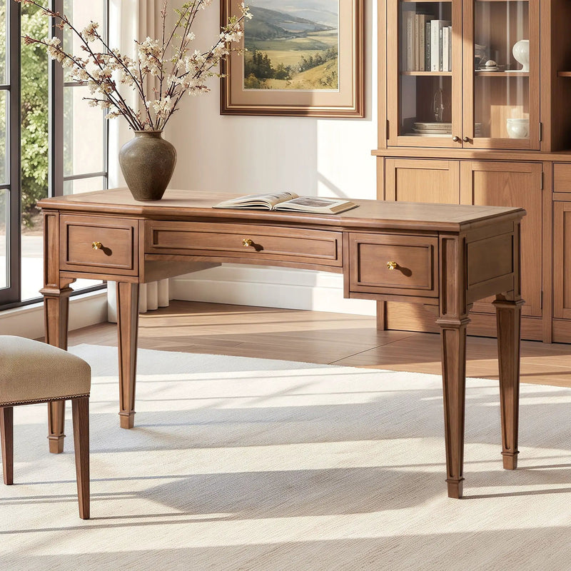 Dauphin - 3 Drawer Executive Desk - Brown by HouseOfZazla