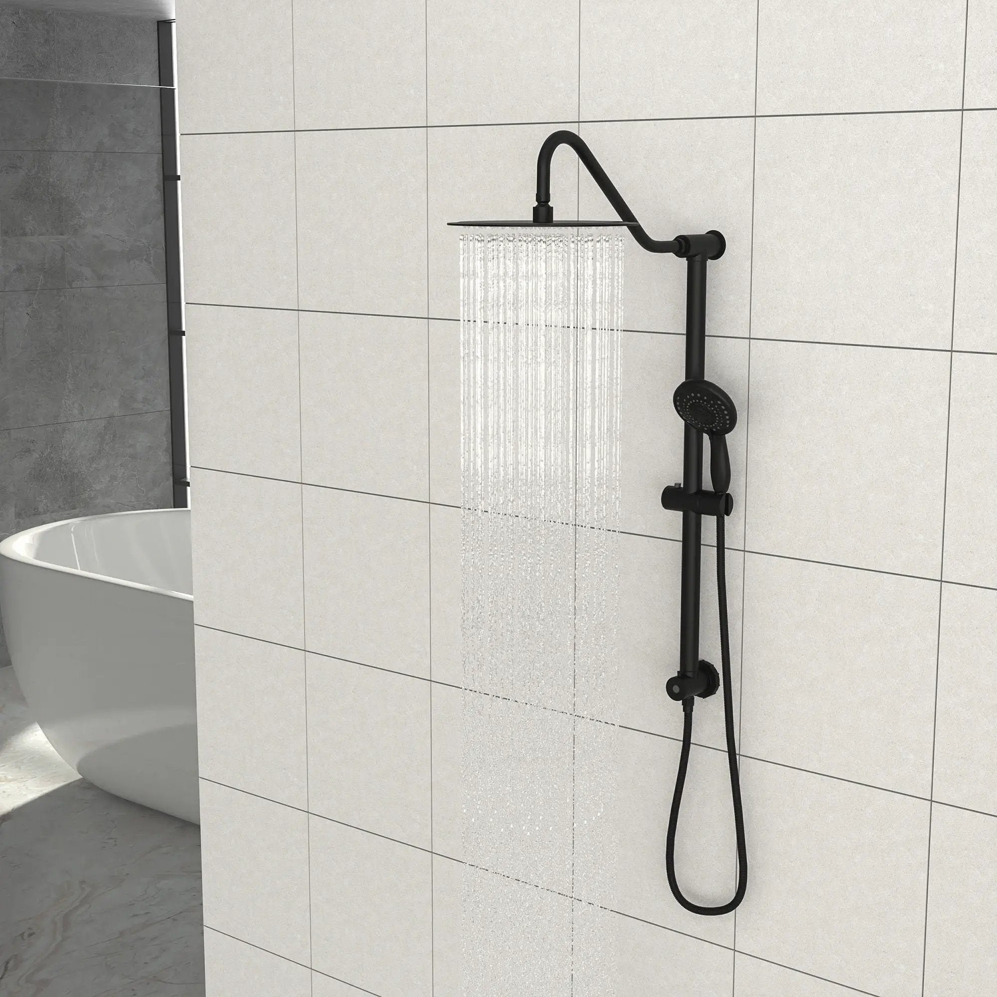 Shower System With 5 Function Rain Hand Shower And Slide Bar Combo by HouseOfZazla