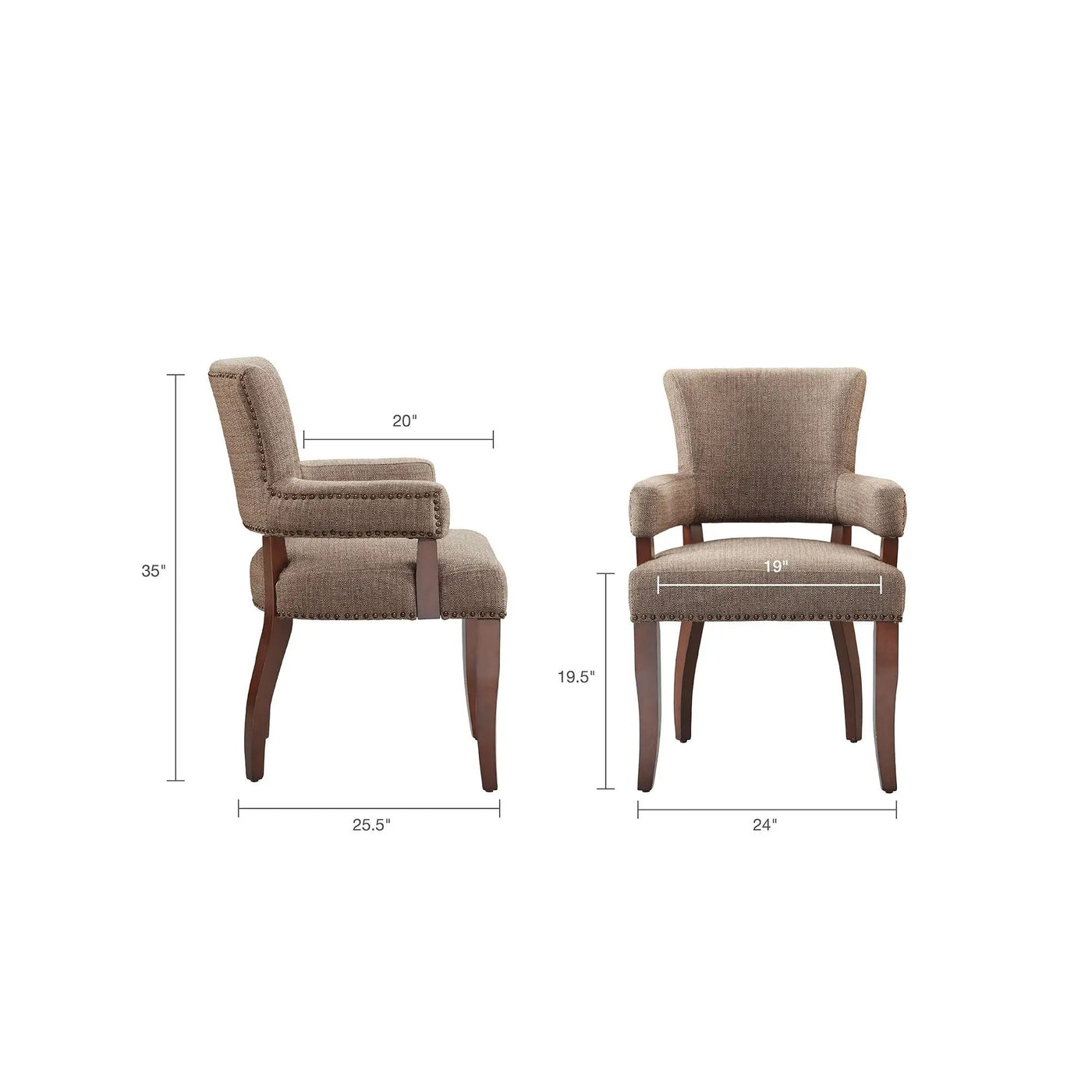 Elegant Arm Dining Chair With Brass Nail Head Detailing by HouseOfZazla