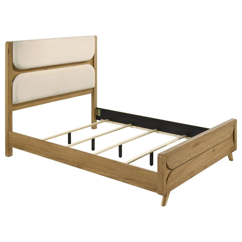 Bennett 62-inch Queen Upholstered Panel Bed Cream and Light Oak by Unique Piece Furniture